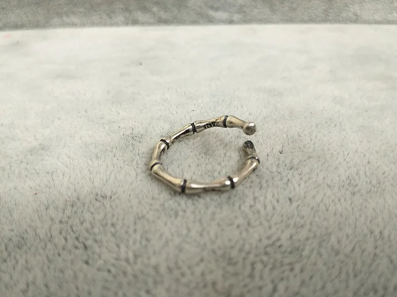 Bijoux Мода 925 стерлингового серебра Бамбуковые кольца для женщин и мужчин большой открытый палец кольца, свадебные украшения вечерние подарки