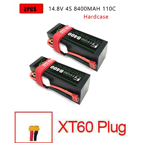 DXF Lipo батарея 4S 8000mah 8400mah 14,8 V 110C 220C Hardcase для 1/8 1/10 масштаб Электрический радиоуправляемый Багги Truggy гусеничный автомобиль - Цвет: 2PCS4S8400HARDXT60