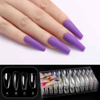 

240Pcs Transparent Acrylic Clear Natural Transparent French Acrylic UV Gel Manicures Artificial False Nail Art Tips Tools