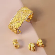 CMajor, новейшие ювелирные изделия из стерлингового серебра, золотой цвет, итальянский стиль, матовые серебряные листья, манжета, браслет, серьги, ювелирные наборы для женщин