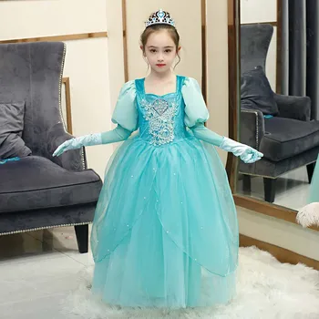 

4426 New Fashion Children's Halloween Cosplay Costumes Girl Long Mermaid Nail Bead Princess Dress