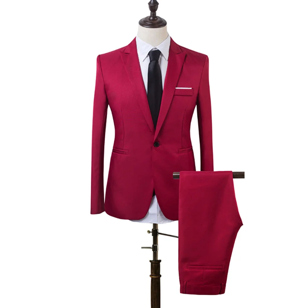 2 PCS Men Slim Fit Formal Business Tuxedos Suit Coat Pants Party Wedding Prom NGD88