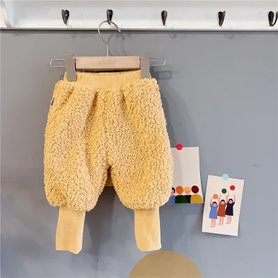 Штаны для девочек, детская осенне-зимняя одежда брюки для маленьких девочек детские штаны хлопковые теплые флисовые штаны для малышей, 80-120