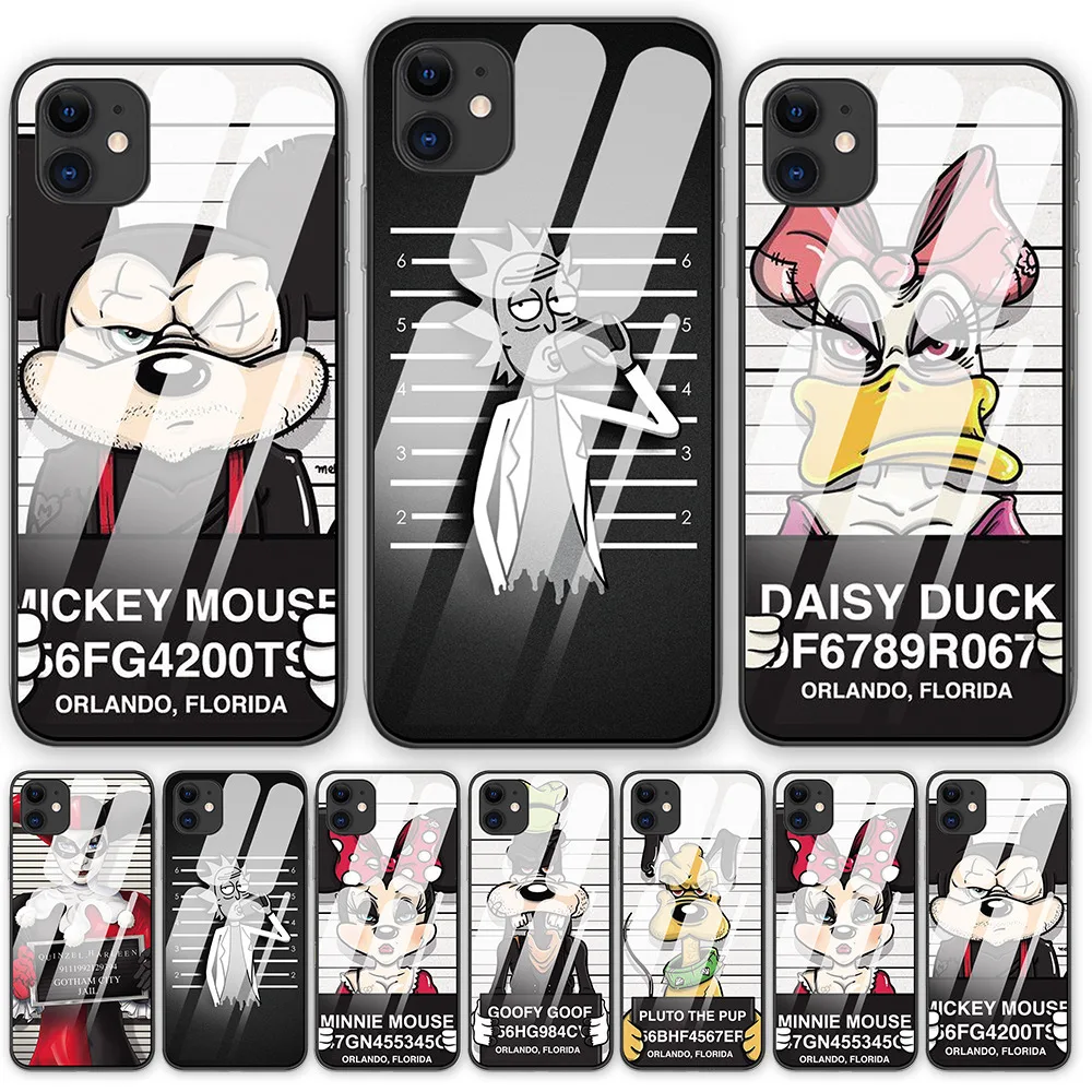 Funny Cartoon master criminal Cases For iphone 7 8 6 6S Plus Luxury Tempered Glass Phone cover 11 11Pro X XR XS MAX | Мобильные
