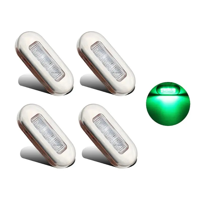 4x3LED лодка лестничная площадка боковой габаритный светильник индикатор указатель поворота светильник ing морской - Цвет: GN