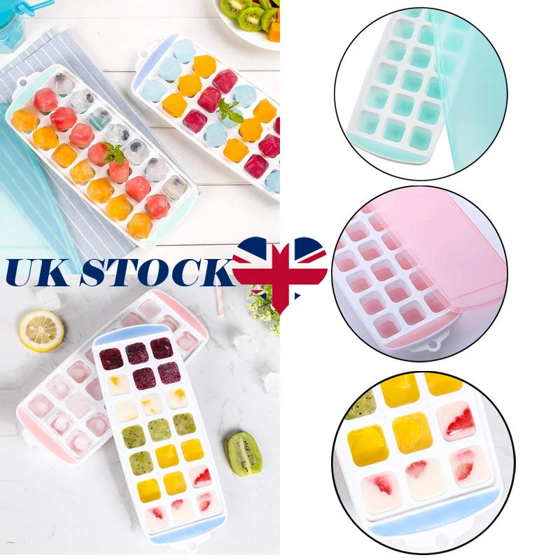 Food Grade Silicone Ice Tray Ice Mold DIY Ice Cube Maker 21 Grids Square Ice Machine Baking Store Dessert Cake Mold with Cover