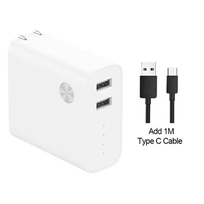 Xiaomi 2-в-1 power Банк питания зарядное устройство 5000 мА/ч, CBQ01ZM 18 Вт Quick Charge официальный Выход TF Micro SD мобильный телефон Dual USB зарядное устройство для телефона - Цвет: add type c cable