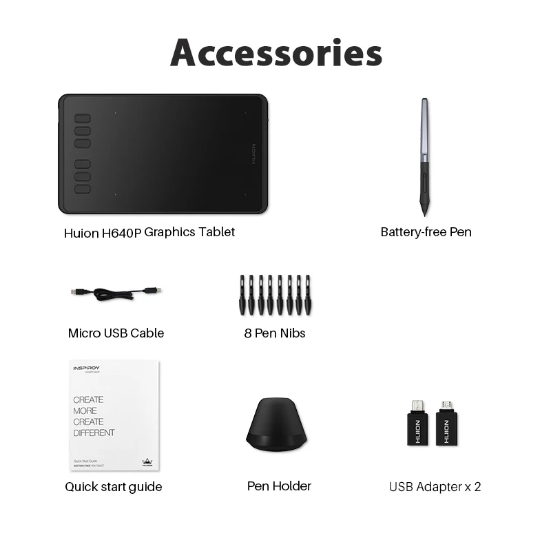 HUION h640p 6-inch цифровая ручка Планшеты графический Рисунок Планшеты 8192 Давление уровни пассивный ручка с Батарея- для ОГУ игры