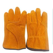 1 пара сварочных перчаток, спилок, яловая кожа, анти-износ, термозащитные перчатки, термостойкие рабочие перчатки, перчатки сварщика