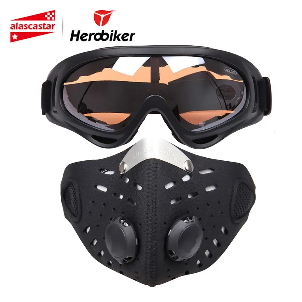 HEROBIKER мотоциклетная маска, маска для лица, Балаклава, лыжные очки, для улицы, байкера, велосипеда, велосипедная маска для лица, мотоцикл+ красочные очки