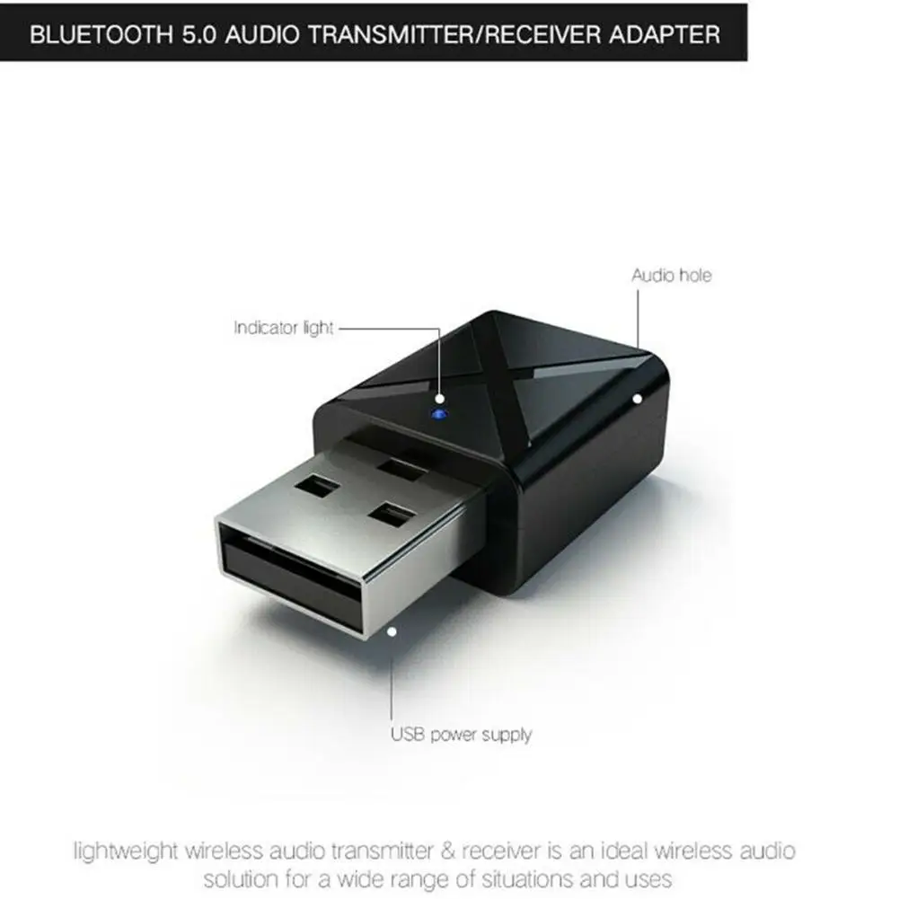 Автомобильный Bluetooth аудио 5,0 передатчик приемник Мини Bluetooth стерео автомобильный USB разъем 3,5 мм для ПК автомобильный комплект беспроводной адаптер