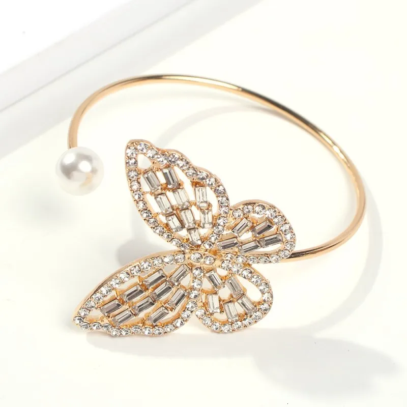 Браслет-Золотая Бабочка, имитация кристалла, широкий браслет, имитация жемчуга, новые ювелирные изделия b10441