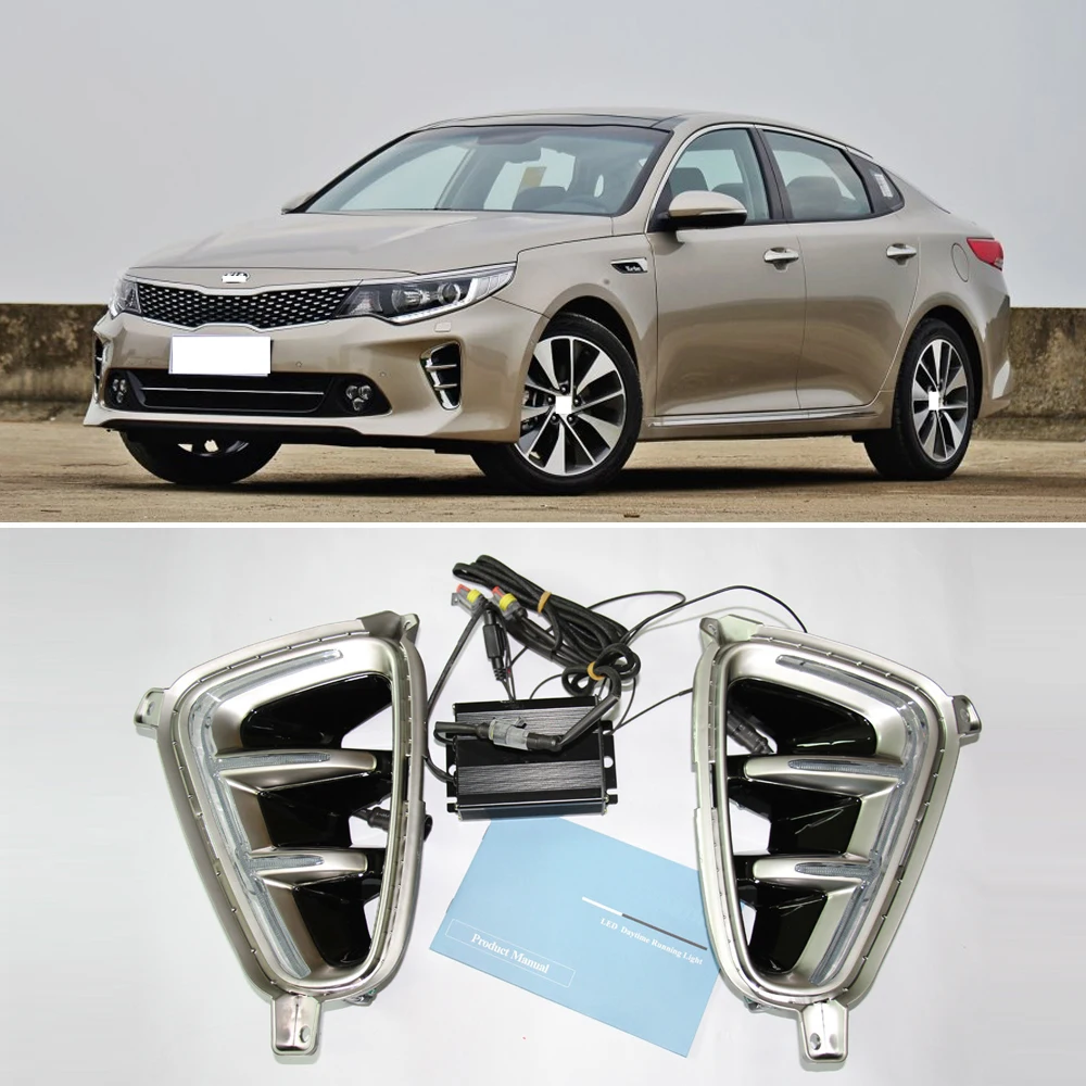 CAPQX 1Pair For KIA Optima K5- LED Daytime Running Light Turning Signal Lamp DRL Day Light Front Bumper Fog Light