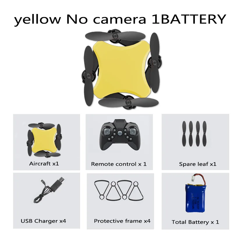 Yellow No camera 1B XKJ мини-Дрон KY902S 4K HD камера DIY пять цветов дроны аэрофотосъемка RC складной Квадрокоптер детские подарки игрушки VS LF606 - Цвет: Yellow No camera 1B