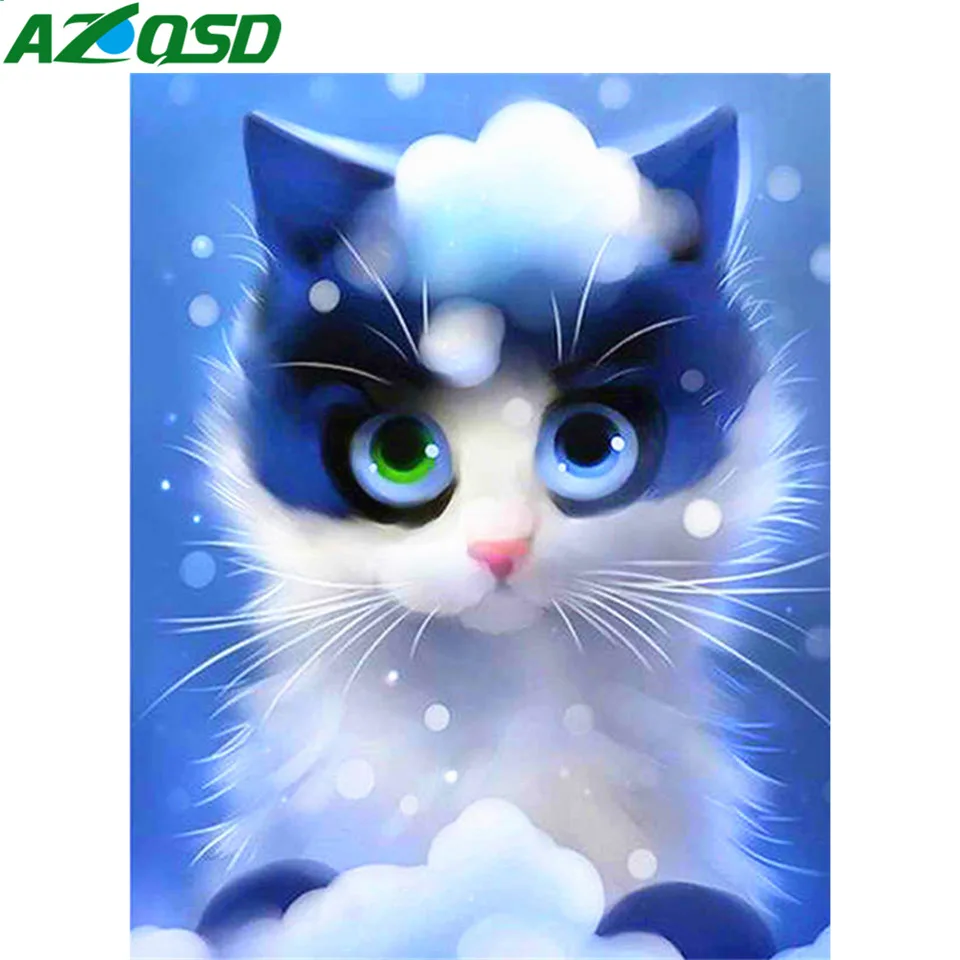 

AZQSD Cartoon Full Drill Diamond Painting Cat Rhinestones Pictures Full Display Needlework Diy Cross Stitch Wedding Decoration