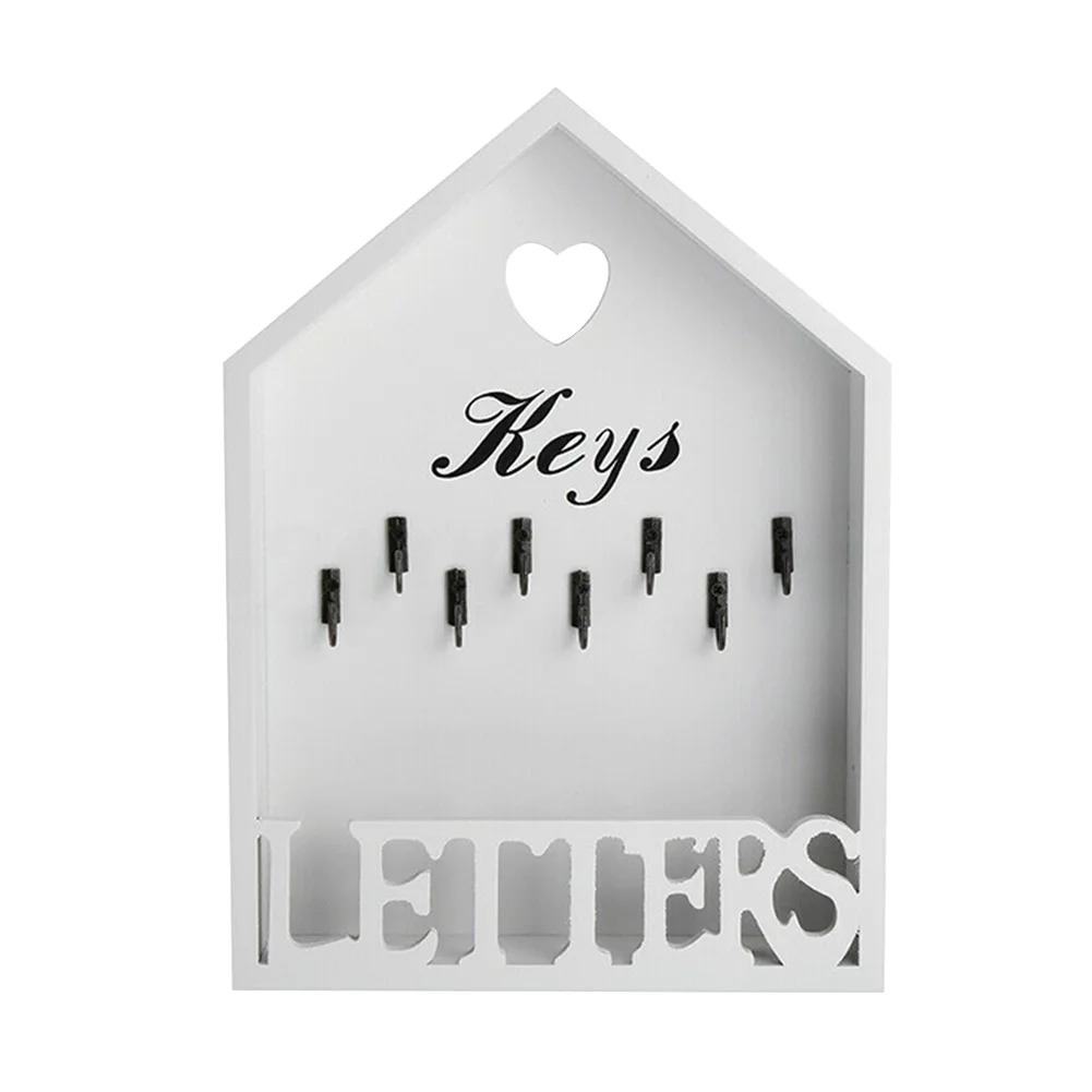 

Organizer Portable Office Decoration Letter Rack 8 Hooks Wooden Storage Vintage Home Wall Mounted Cottage Key Holder Hanger