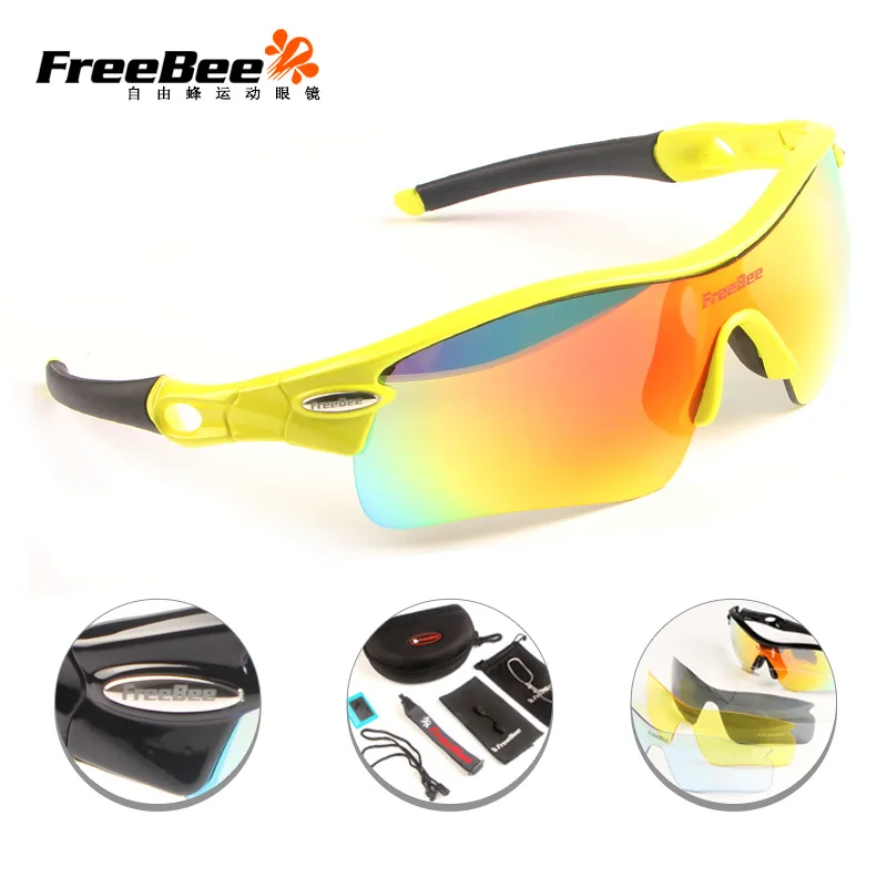 Fluorescent yellow FreeBee очки для велоспорта поляризованные очки для горного велосипеда спортивные солнцезащитные очки#002 - Цвет: Fluorescent yellow