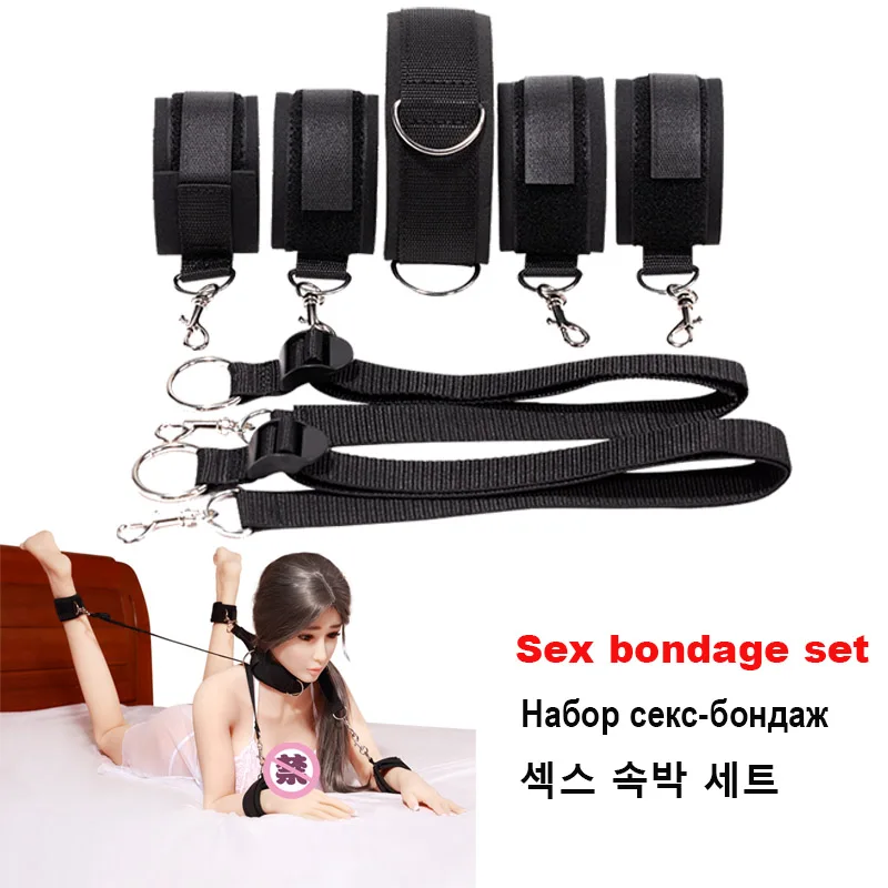 5 шт./компл. взрослые БДСМ игрушки набор для секса секс-игры Набор бондажа Кожа