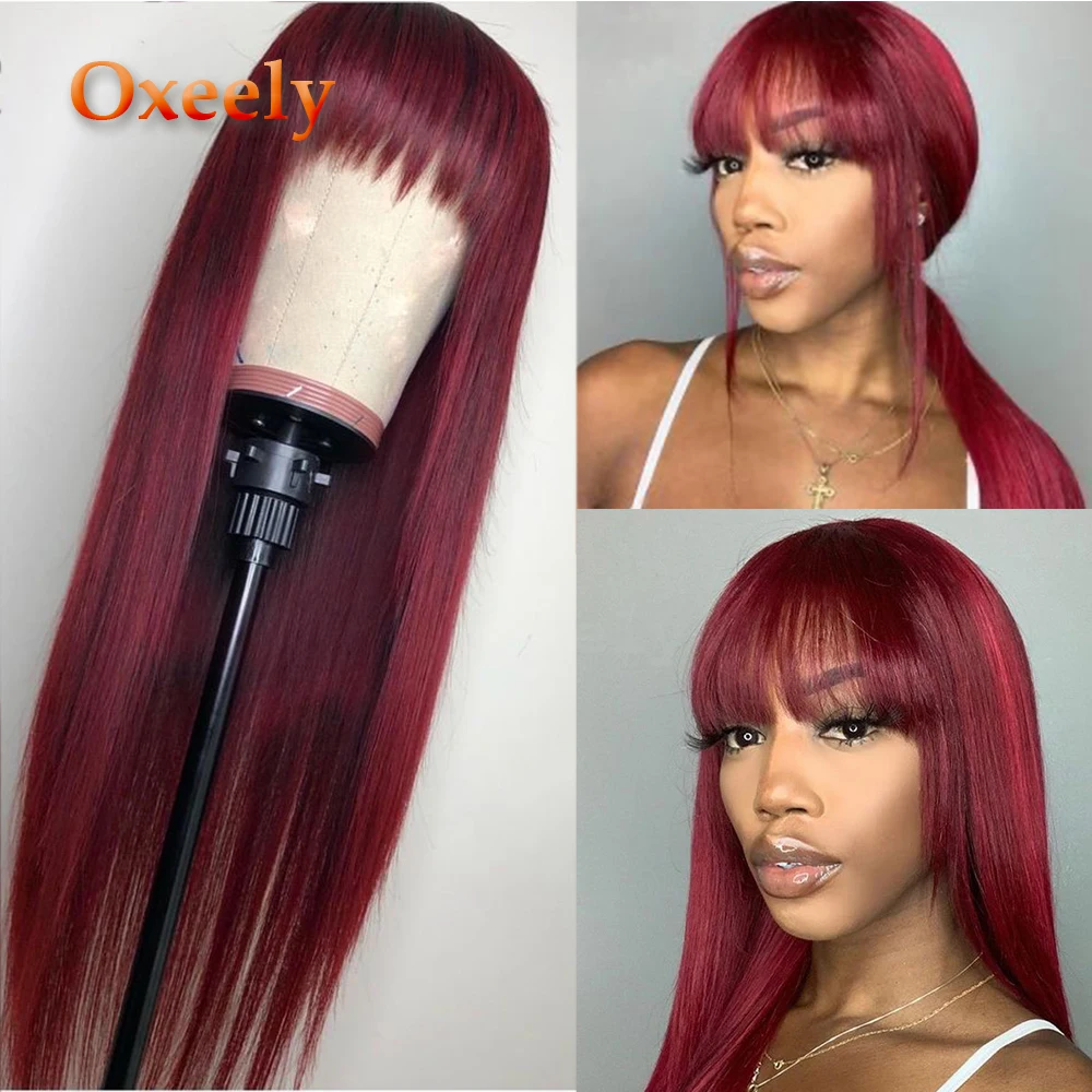 

Oxeely Burg Red Orange Grey Color Long Water Wave Hairstyle Wigs For Women Synthetic Hair High Temperature Fiber Average Size
