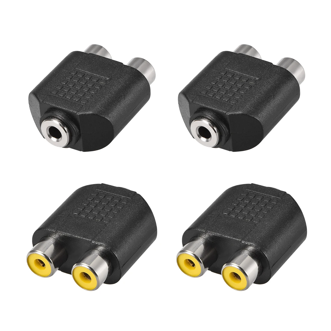 

uxcell 3.5mm Female to 2 RCA Female Connector Splitter Adapter Coupler Black 4Pcs for Stereo Audio Video AV TV Cable Convert