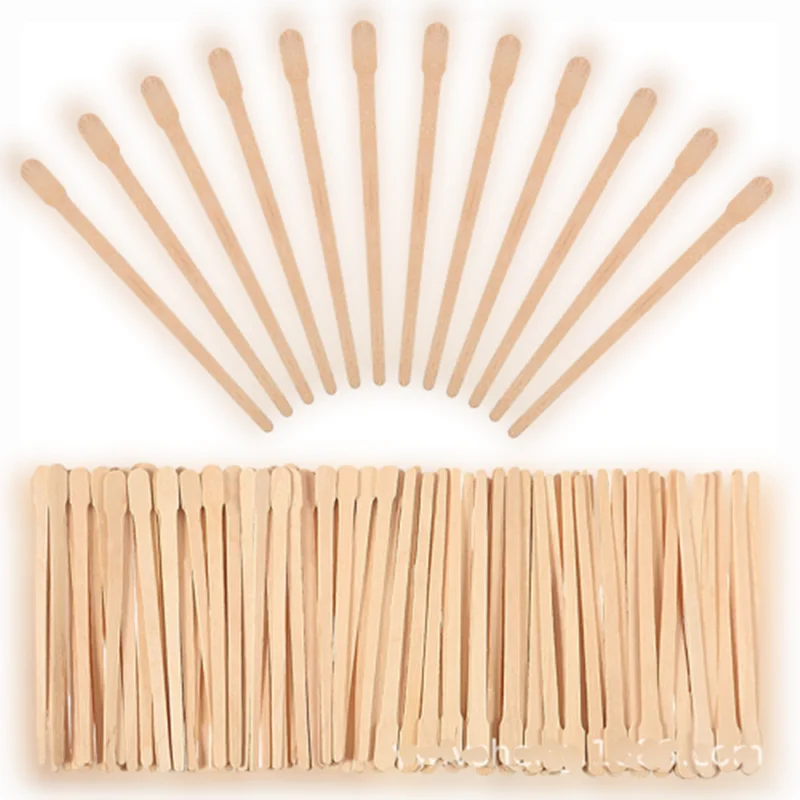 New Hot 100pc/pack Disposable Wooden Waxing Stick Wax Bean Wiping Wax Tool  Disposable Hair Removal Beauty Stick Body Beauty Tool