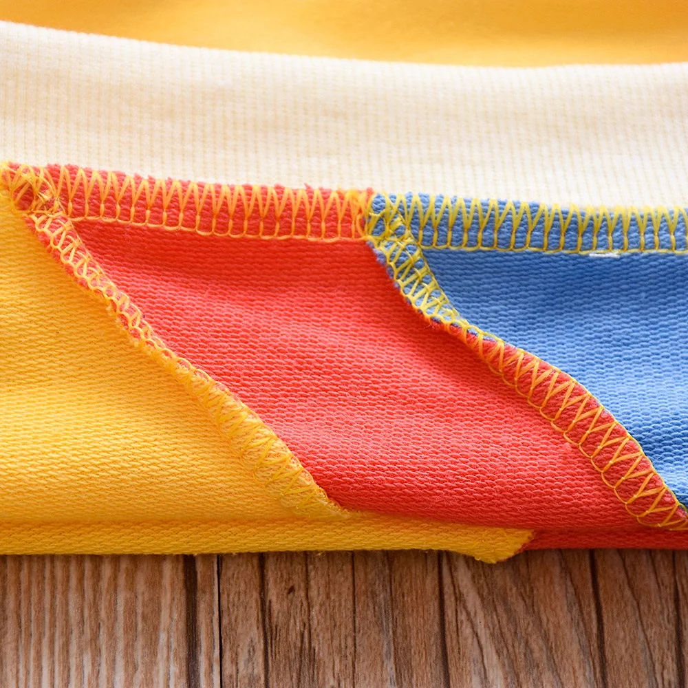 1-6Years Fashion Cotton Kid Baby Boys Girls Clothes Long Sleeves Rainbow Print T shirts Spring Winter Kid boys girls clothing