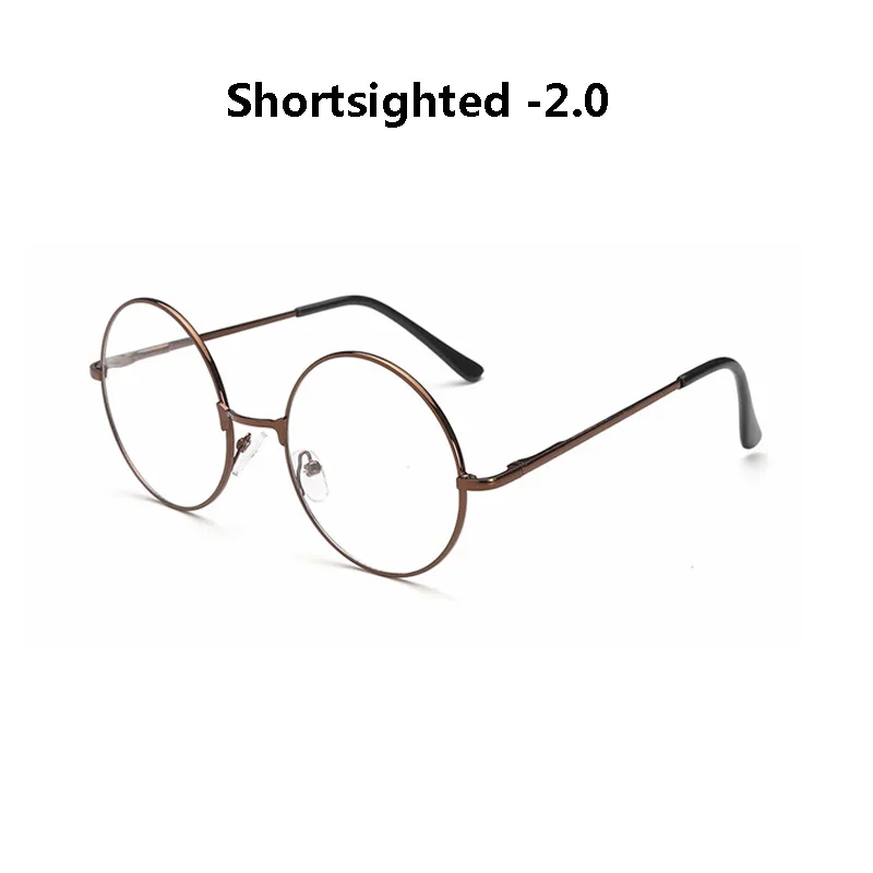 brown myopia 2.0 Zilead металлические очки близорукости круглые близорукие очки мужские и женские очки для близоруких с диоптрий-1.0to-4,0 - Цвет оправы: brown myopia 2.0