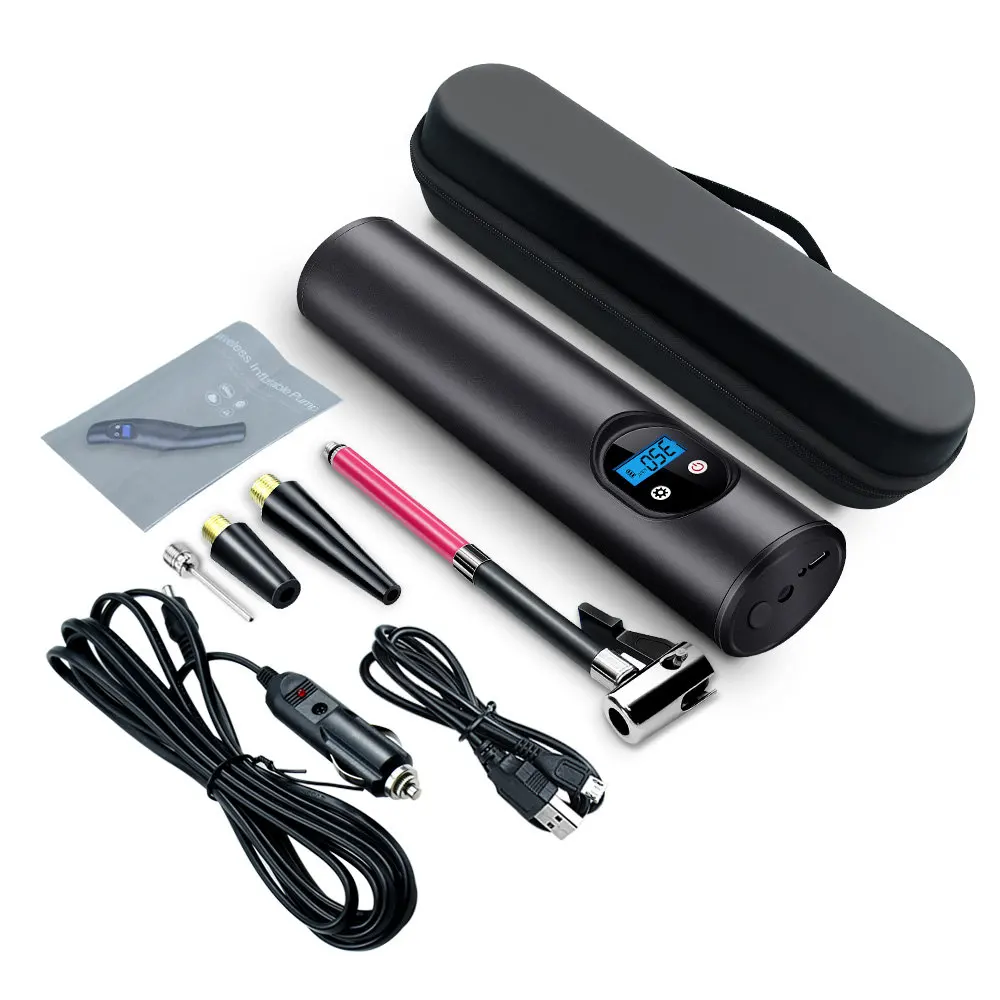 150 фунтов/кв. дюйм USB автомобильный надувной насос с манометром давления в шинах Электрический автомобиль мотоцикл воздушный насос Надувное lcd цифровое перезаряжаемое - Название цвета: Black