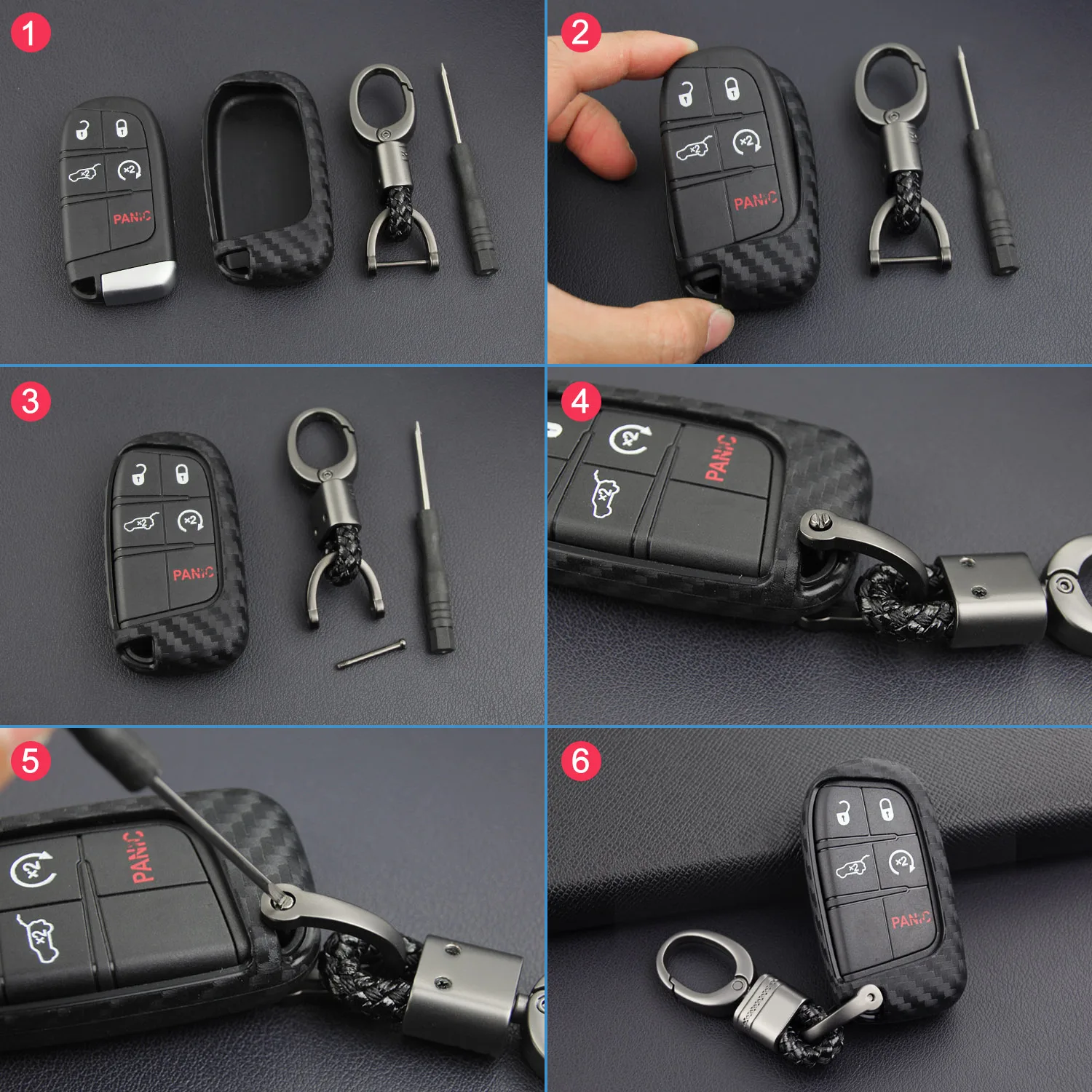 Чехол брелок из углеродного волокна для Jeep Grand Cherokee и Renegade Compass Dodge Durango Journey Charger