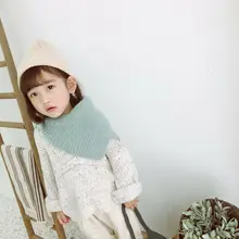 Новинка года; модный тренд для мальчиков и девочек; сезон осень-зима; шарф с воротником для малышей; вязаный хлопковый однотонный простой шарф с кольцом; Подарочный подарок