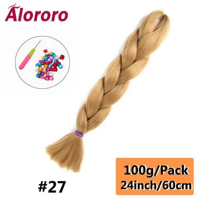 Jumbo Braid Hair Extensions Green Synthetic Braiding Hair 24 Inch Afro Blue Pink Purple Blonde Ombre Hair for Braids Alororo 24inches-27