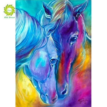 

Full Pebble Round Diamond 5D DIY Diamond Painting "Horse Couple" Diamond Embroidery Cross Stitch Rhinestone Mosaic Painting