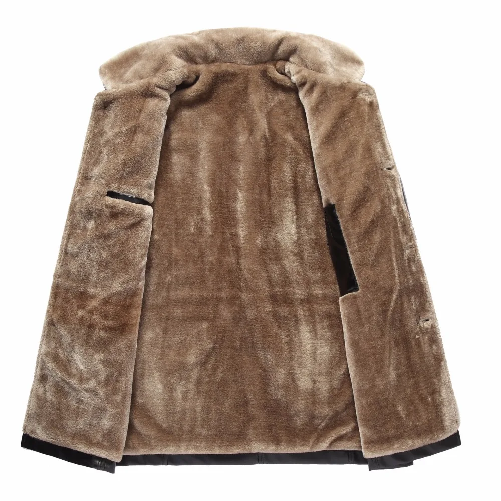 Goede Winter Bont Leren Jas Heren Plus Size 5XL Suede Lederen Jassen Mannen Faux Fur Dikke Warme Lange Suède Jas