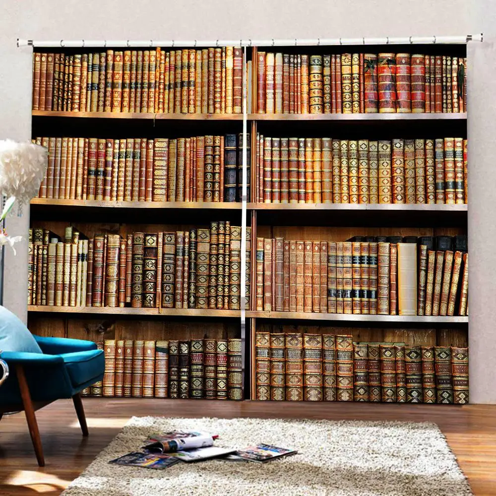 Настройка фото 3d шторы креативная книжная полка оконная занавеска гостиная спальня окна товары для дома шторы