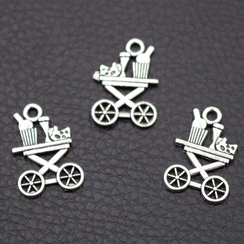20pcs Silver Plated Catering Distribution Cart Charm Fashion Earrings Bracelet Pendant DIY Metal Jewelry Carfts Making 22*15mm | Украшения