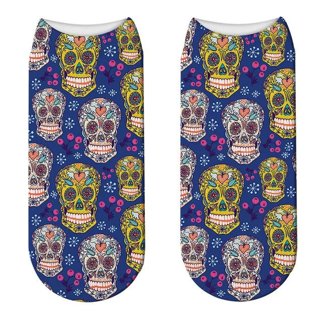 3D Cool Skull Printed Socks For Unisex Women Fashion Funny Low Ankle Socks Harajuku Cotton Comfortable Short Socks For Female Style1