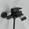 Matte Black Bathtub Faucet Waterfall Shower Faucet Wall Mounted Hot Cold Water Mixer For Bathroom Chrome Bath Shower Faucet 2