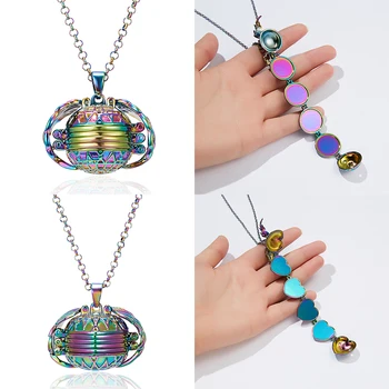 

Rainbow Magic 8 Photos Pendant Memory Floating Locket Necklace Angel Wings Flash Box Fashion Can Open Pictures Box Necklaces