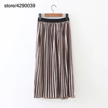 Бархатная плиссированная юбка с высокой талией для женщин; Европейский стиль; Длинная юбка макси; Зимняя юбка; Jupe Femme