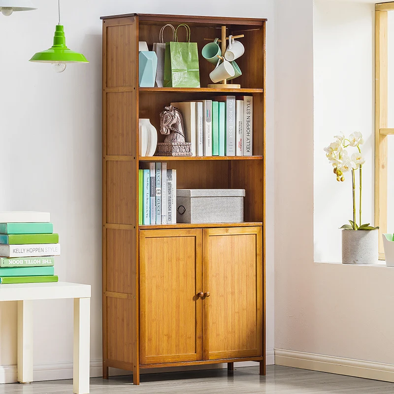 

Trojan man simple bookshelf set solid wood floor to accept the living room table simple student children's small book cabinet