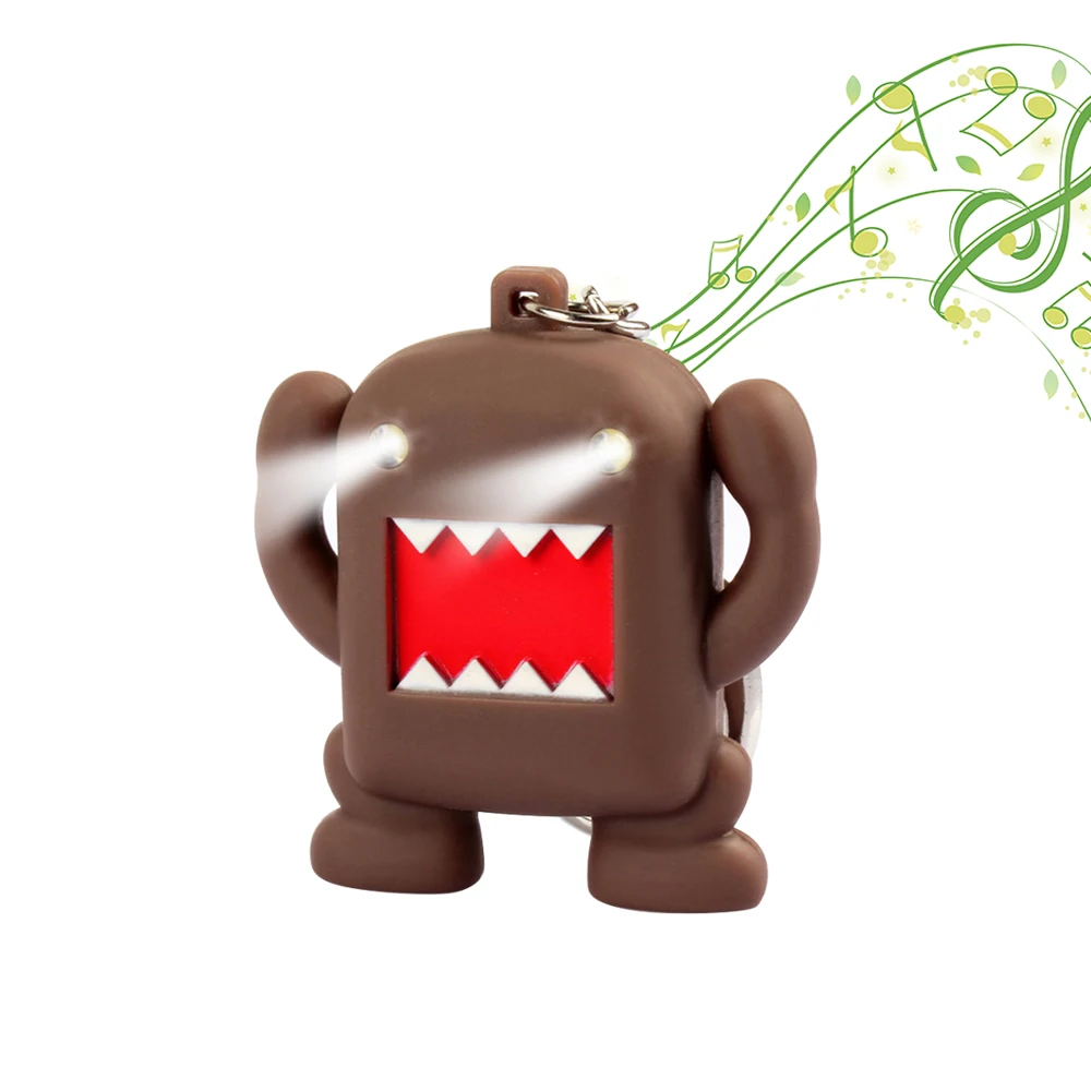 

Cartoon character Domo-kun glow vocal keychain With LED Light Sound Keychain Kids Toy Gift Decorate Bag Keyring