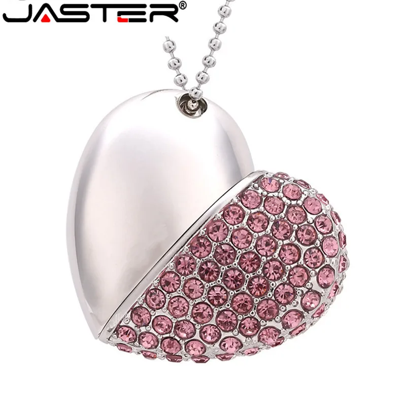JASTER рекламная Мода металлическое сердце кристалл USB флеш-накопитель драгоценный камень ручка-накопитель красота подарок USB 2,0 Мемориал Fa