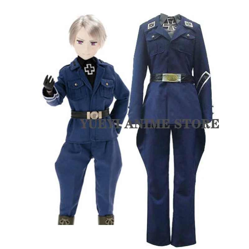 APH Axis Powers Hetalia Prussia Navy Blue Anime Uniform Cosplay Costume  FF.713 