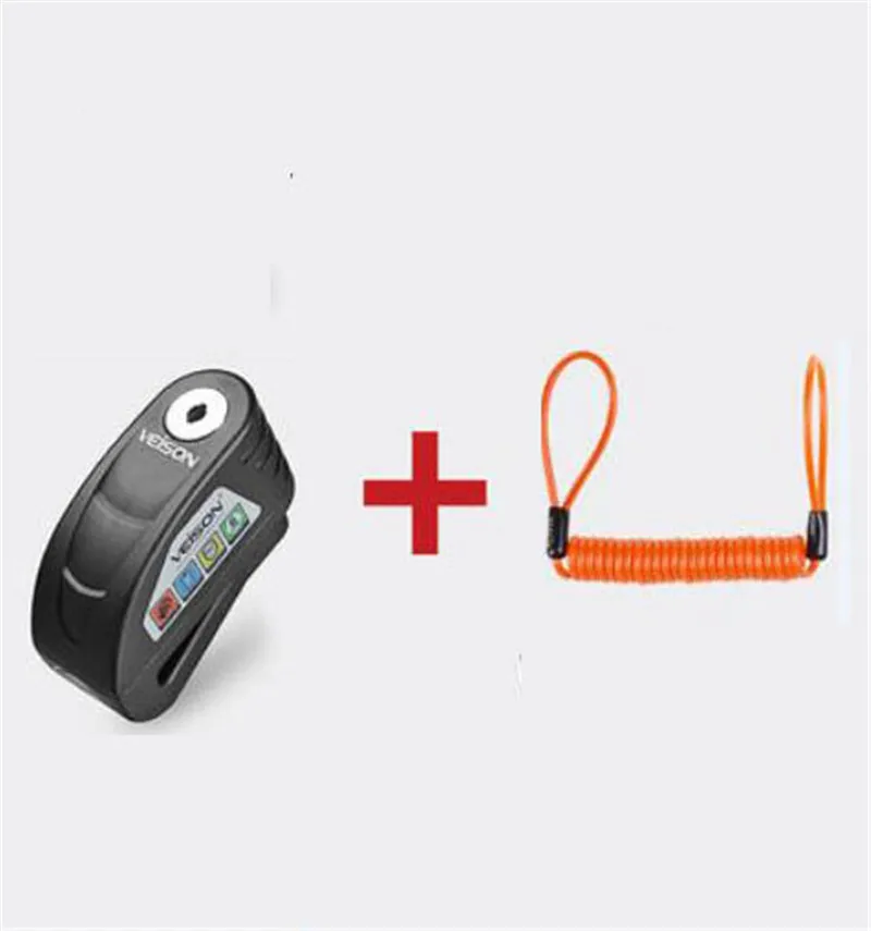 DX19-02 and rope VEISON, мотоциклетный водонепроницаемый замок с сигнализацией, велосипедный замок Steelmate, дисковый Предупреждение, защита от кражи, тормозной замок, Alarma Moto - Цвет: DX19-02 and rope