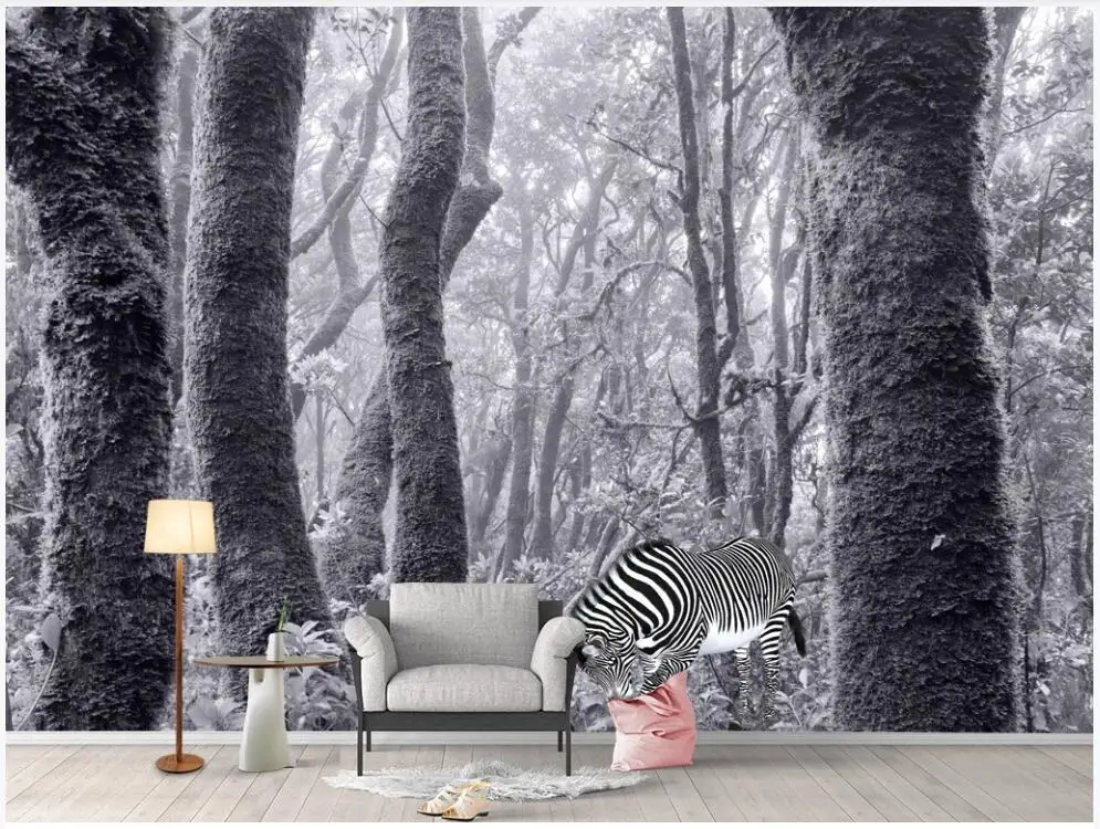 

Custom photo mural 3d wallpaper Black and white landscape big tree home decor living room wallpapers for walls 3 d