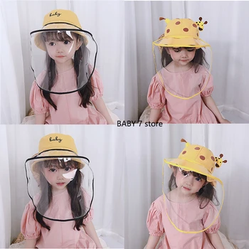 

Kids Cartoon Anti-Spitting Dustproof Full Face Cover Protective Bucket Hat for girls Face Cover Prot cap for baby boy accessorie