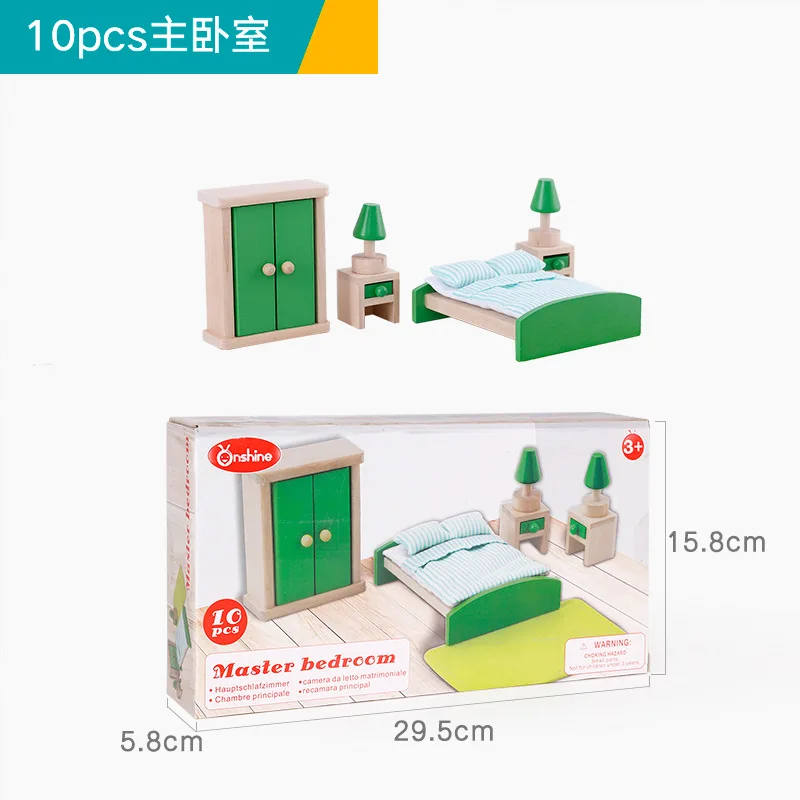 master bedroom Деревянная имитация, маленькая мебель, домашние игрушки, сделай сам, домик для ролевых игр, мебель для дома, миниатюрная кукольная мебель, товары для дома - Цвет: master bedroom