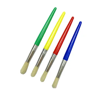 

Children's DIY Graffiti Pen Candy Color 4 Round Head Plastic Rod Pig Bristle Painting Oil Brush