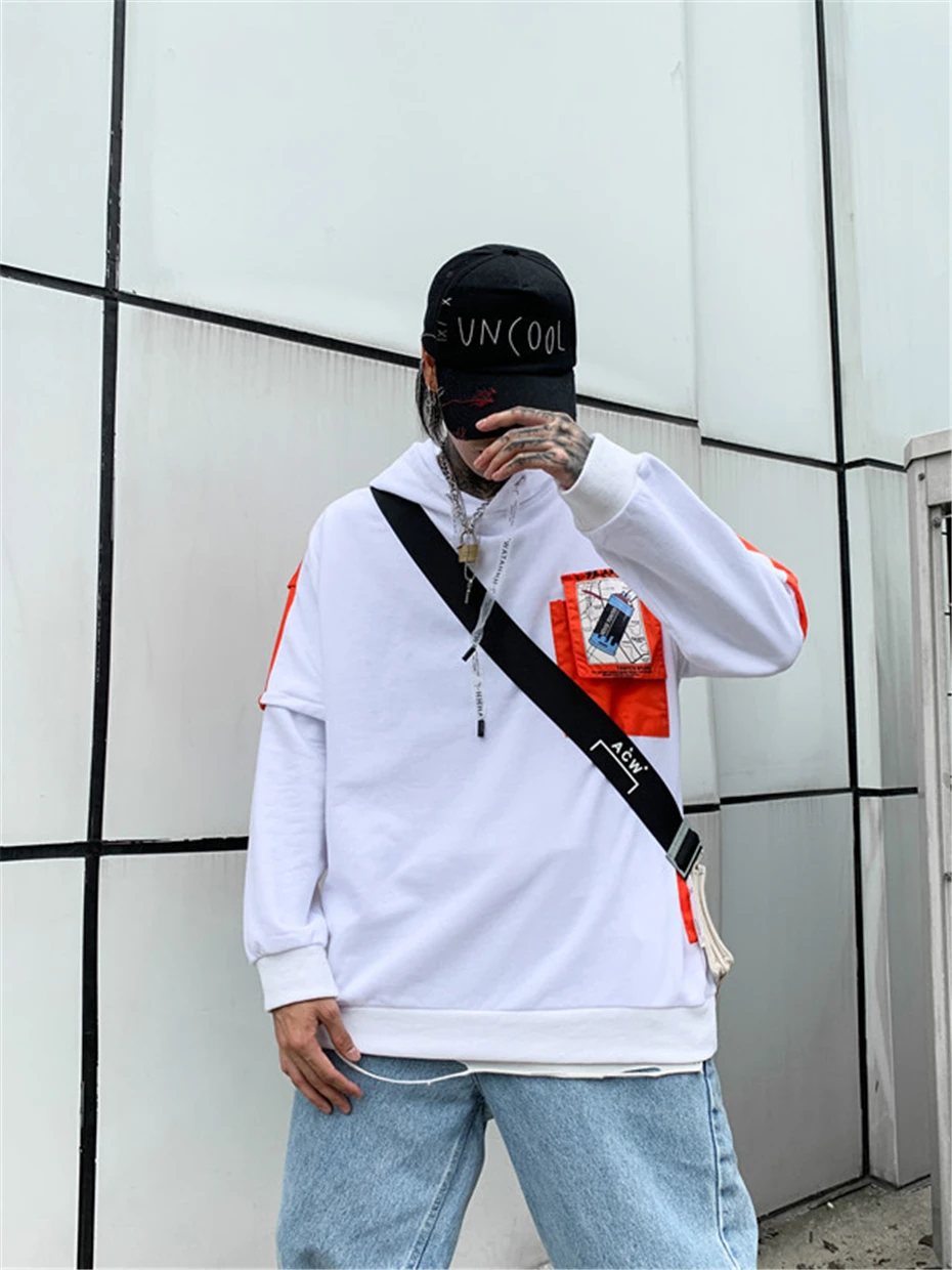 Толстовки в стиле хип-хоп для мужчин и женщин Harajuku цветной лоскутный свитер с капюшоном уличная мода хип-хоп топы Мужские WG522