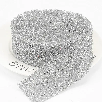 6cm width silver Прозрачные стразы с серебряными кристаллами для свадьбы, ширина 3 см, нарядное свадебное платье с поясом, украшение для свадебного торта - Цвет: 6cm width silver